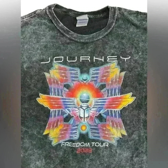 Journey Freedom Tour 2022 Tee Tie Dye Acid Wash Black T-Shirt Short Sleeve XXL - Picture 5 of 9